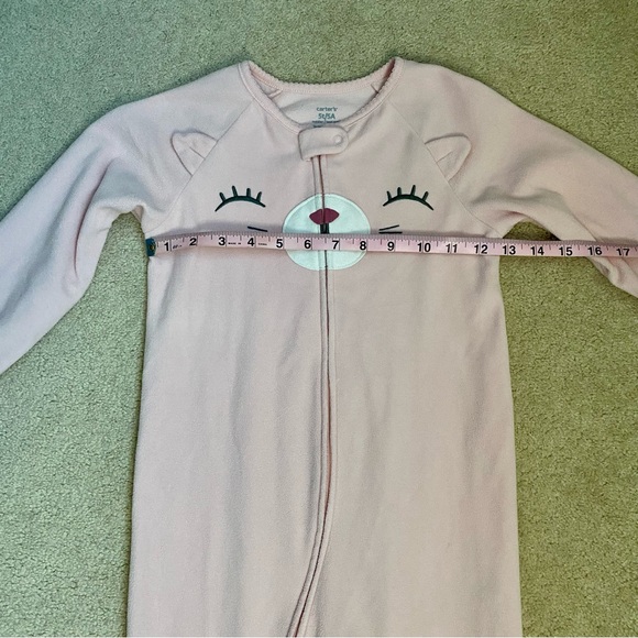 (3 for$19) 1-Piece Pink Cat Fleece Footie Pajamas Carters 5T Kitten - Picture 3 of 9